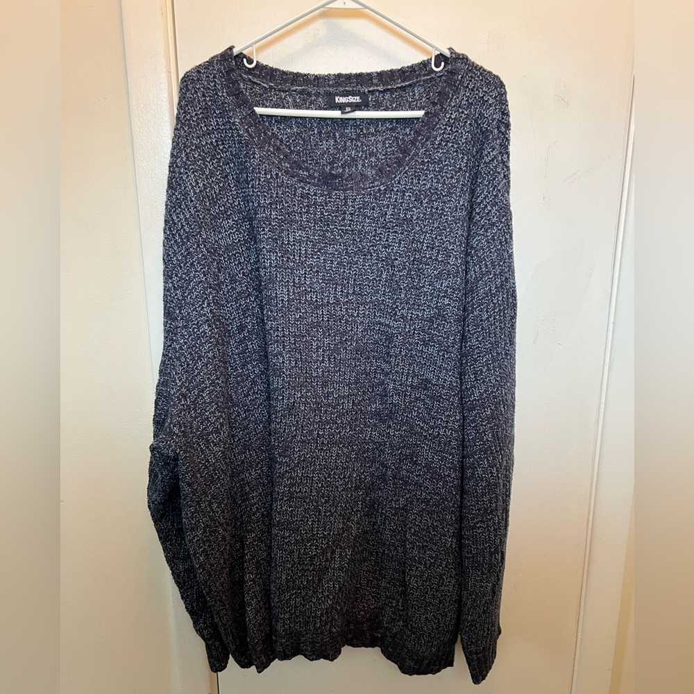 Men's KingSize 6XL Navy Marble Shaker Crewneck Sweater